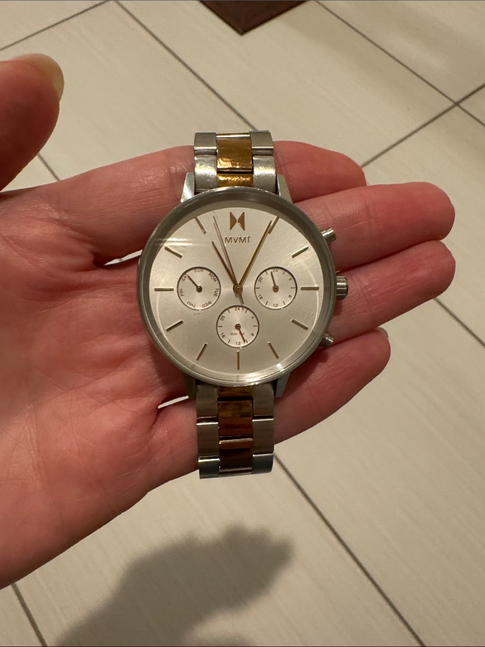 MVMT Silver and Rose Gold Chronograph Watch